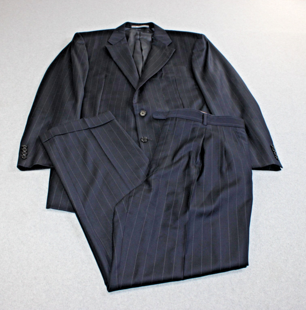 Hickey Freeman Loro Piana Suit Men Blazer 42 L Pant 34 Blue Pinstripe Cuffed USA
